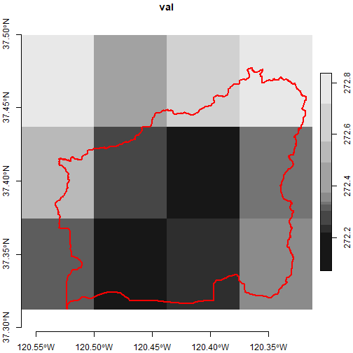 Map of Black Rascal Creek extent with LOCA Grid cells