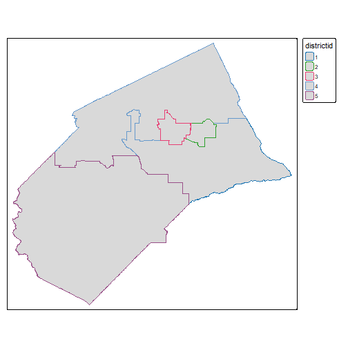 Map of Merced Board of Supervisor Districts